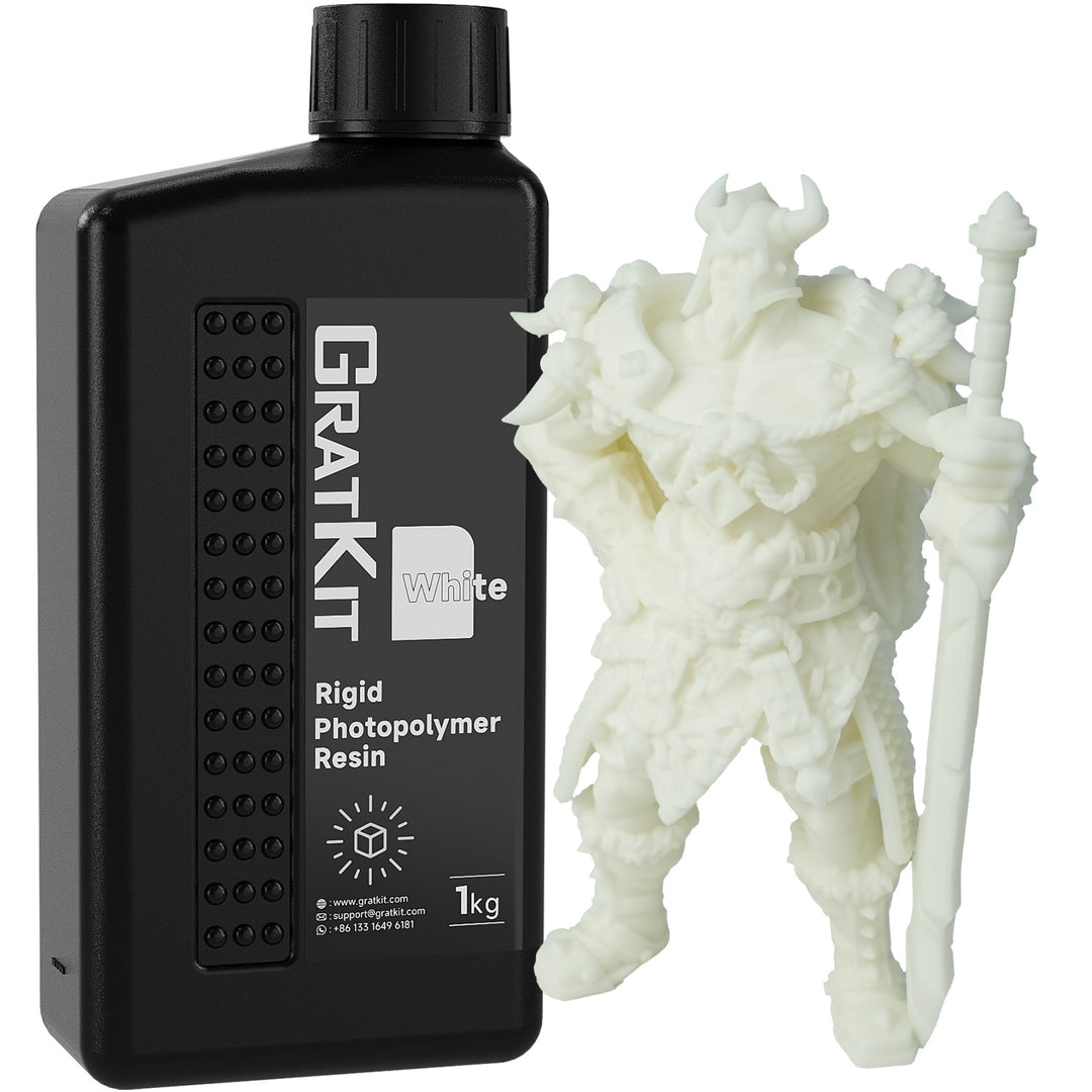 GratKit M5 8K Standard 3D Printing Resin, 1 kg UV-Curing Resin for 405nm SLA/LCD/DLP 3D Printer, High Precision and Low Shrinkage, 1000 g, White