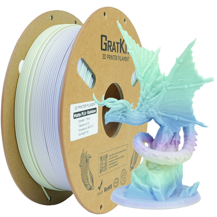 GratKit Matte PLA 3D Printing Filament 1.75mm 3D Printer Filament 1kg Macaron Rainbow Tricolor Color