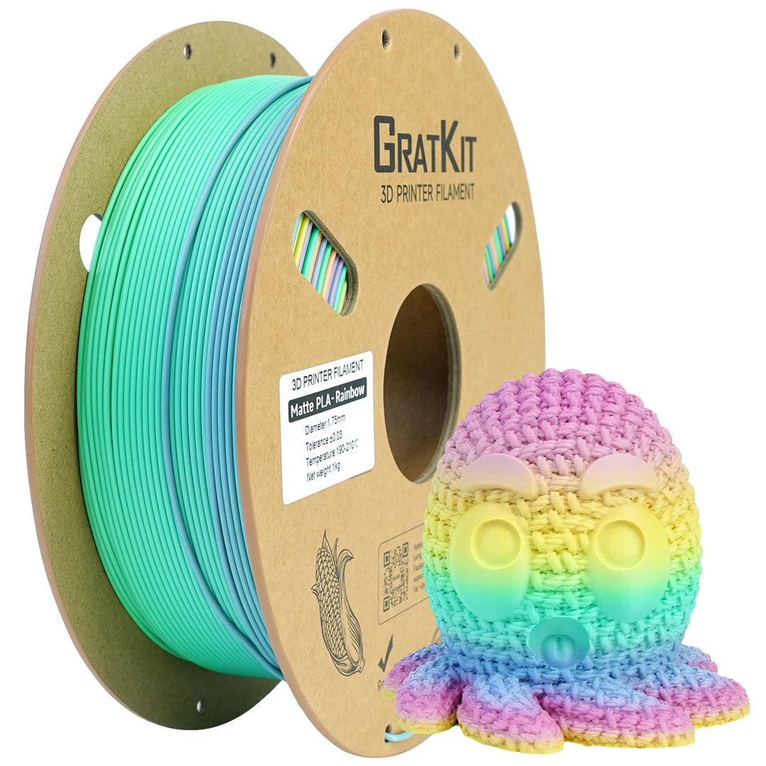 GratKit Matte PLA 3D Printing Filament 1.75mm 3D Printer Filament 1kg Macaron Rainbow Tricolor Color