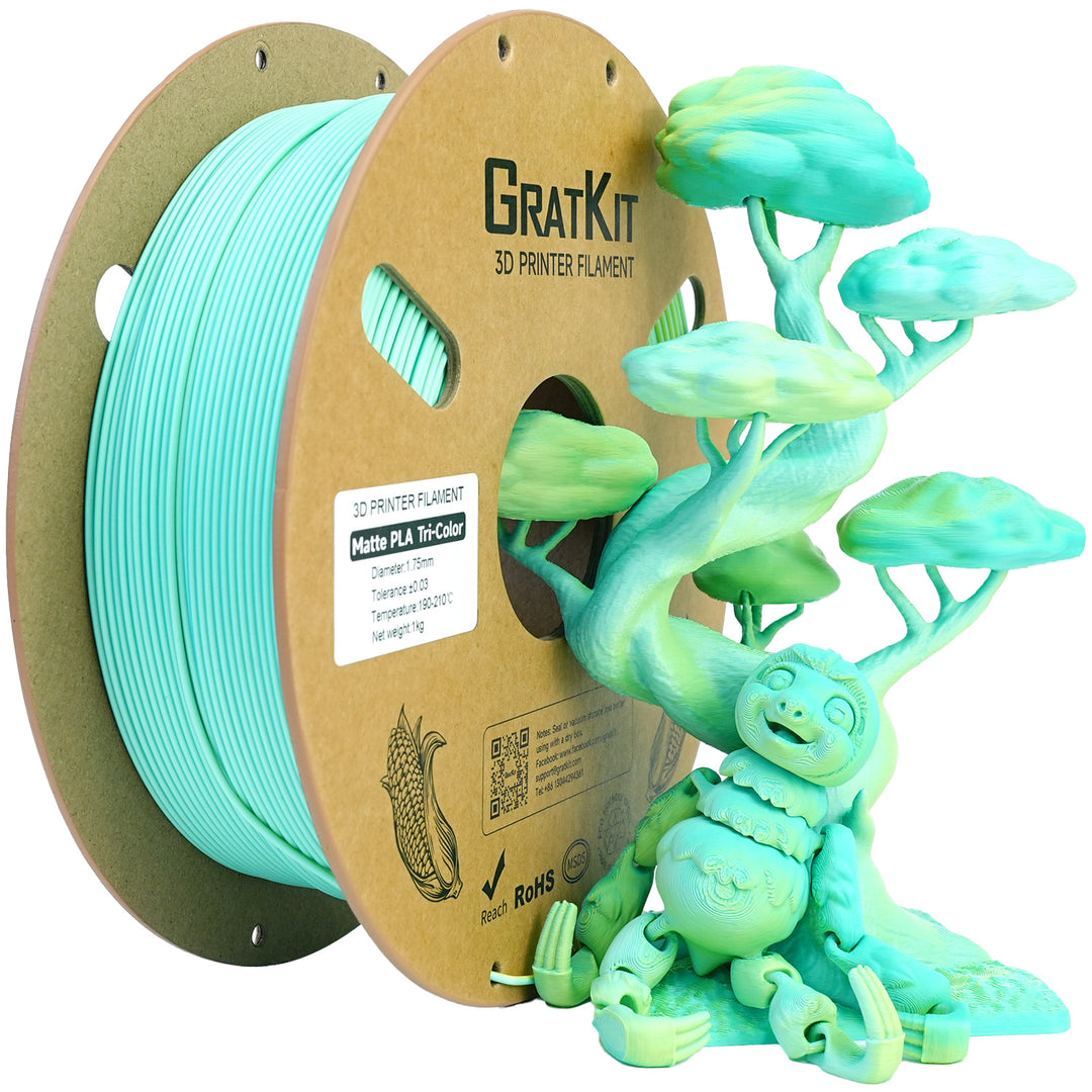 GratKit Matte PLA 3D Printing Filament 1.75mm 3D Printer Filament 1kg Macaron Rainbow Tricolor Color