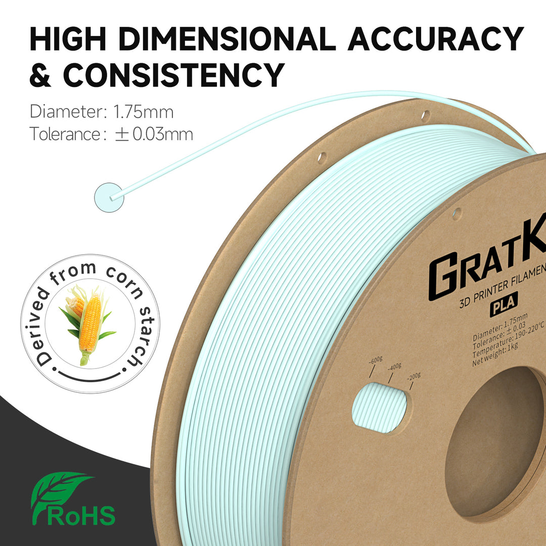 GratKit Matte PLA 3D Printing Filament 1.75mm 3D Printer Filament 1kg Macaron Rainbow Tricolor Color