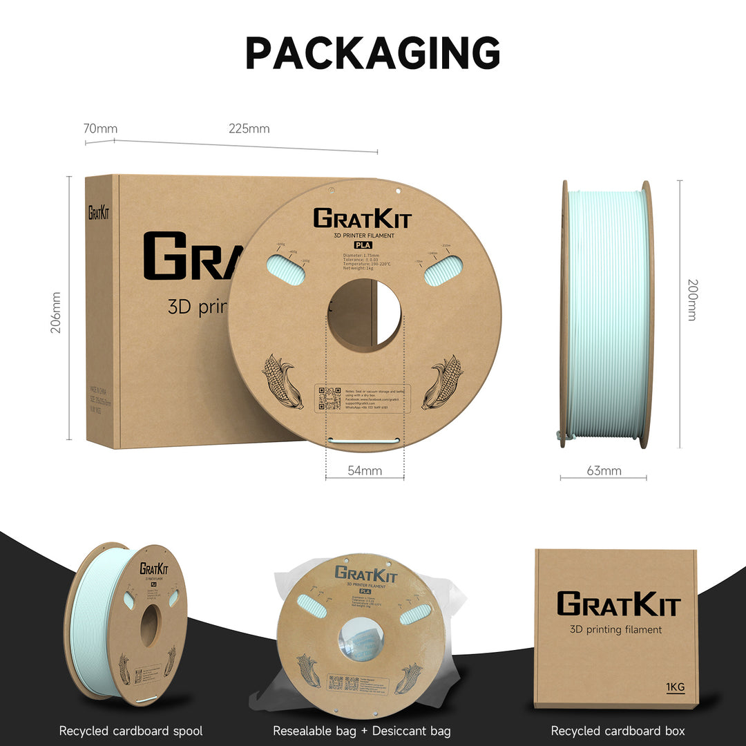 GratKit Matte PLA 3D Printing Filament 1.75mm 3D Printer Filament 1kg Macaron Rainbow Tricolor Color