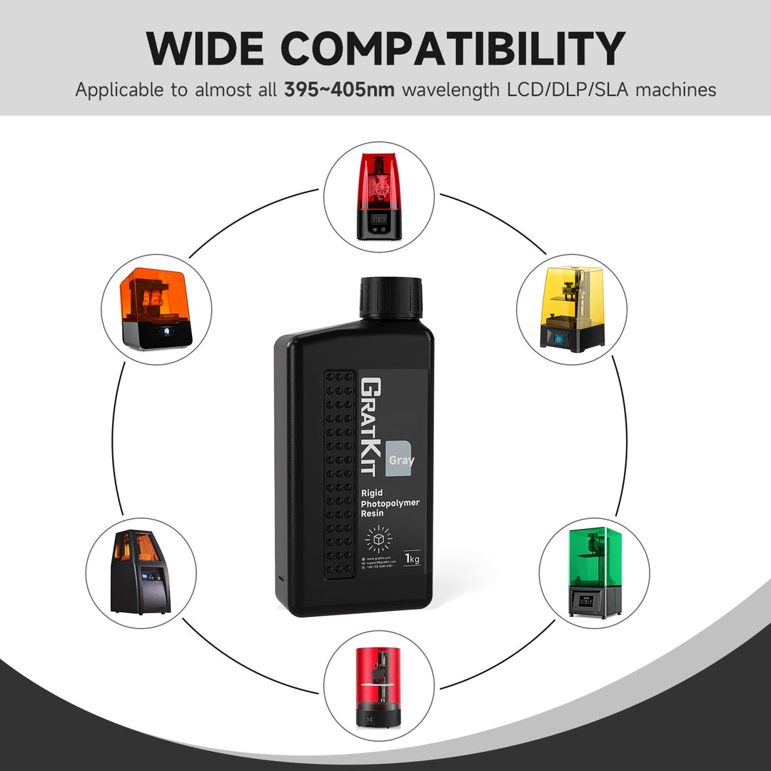 GratKit Ultra HD Rigid 3D Printing Resin 1000g, 3D Printer Tough Resin, Low Odor Rigid Photopolymer Resin