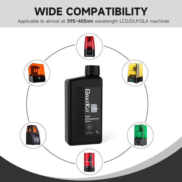 GratKit Ultra HD Rigid 3D Printing Resin 1000g, 3D Printer Tough Resin, Low Odor Rigid Photopolymer Resin