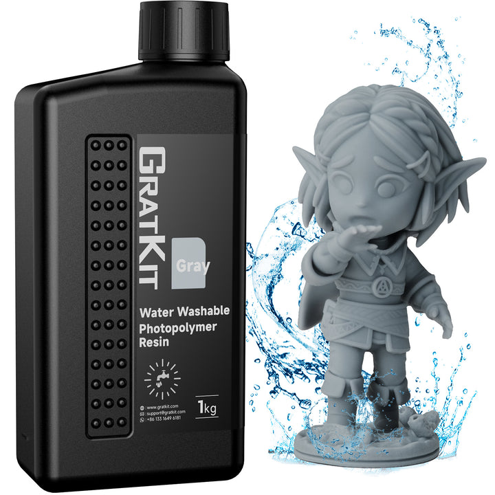 GratKit Water Washable 3D Printing Resin, Water Washable Photopolymer Resin