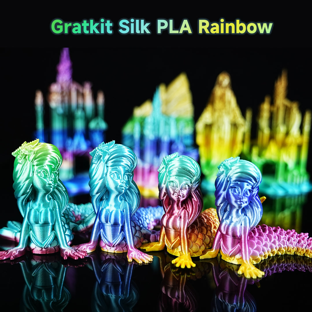 Gratkit Silk Rainbow PLA Filament 1.75mm PLA Filament 1KG
