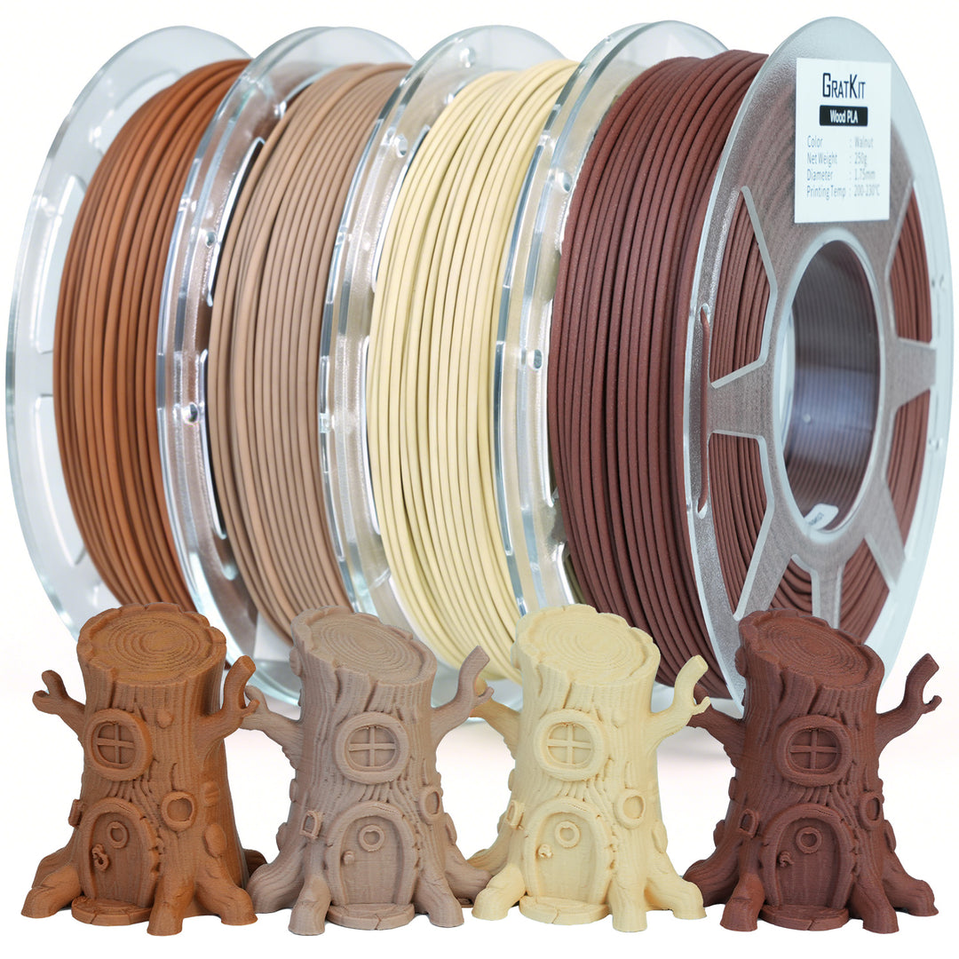 GratKit Wood PLA Filament, 3D Printer Filament 1.75mm, -0.03mm, 1KG/Roll, Fit Most FDM 3D Printers, PLA