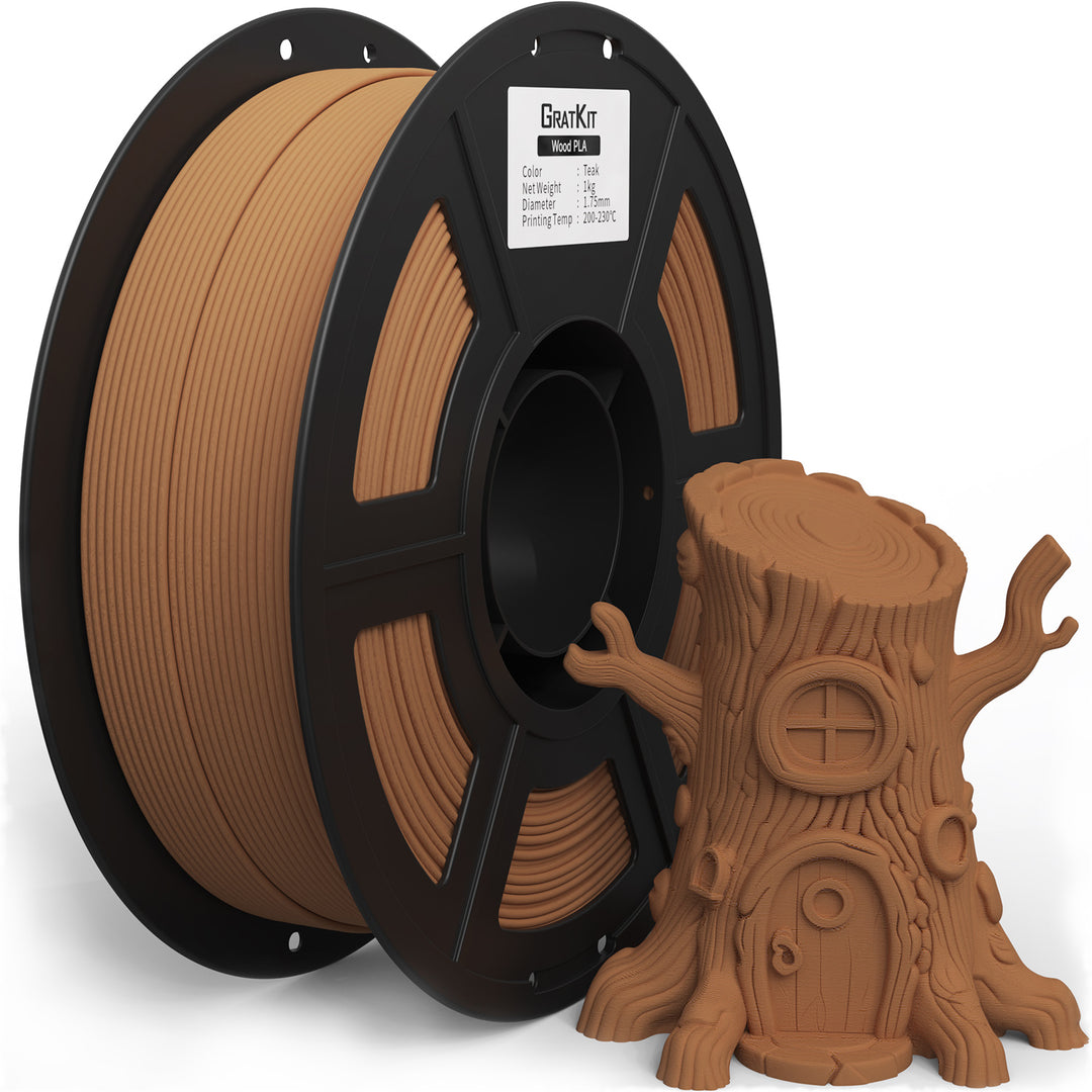 GratKit Wood PLA Filament, 3D Printer Filament 1.75mm, -0.03mm, 1KG/Roll, Fit Most FDM 3D Printers, PLA