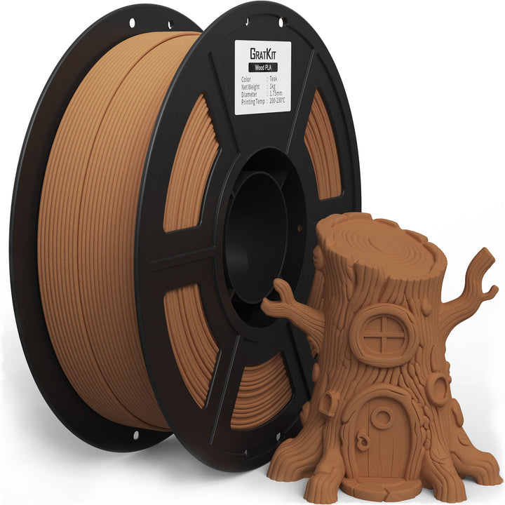GratKit Wood PLA Filament, 3D Printer Filament 1.75mm, -0.03mm, 1KG/Roll, Fit Most FDM 3D Printers, PLA