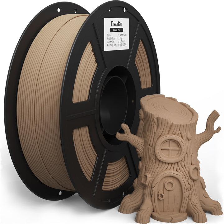 GratKit Wood PLA Filament, 3D Printer Filament 1.75mm, -0.03mm, 1KG/Roll, Fit Most FDM 3D Printers, PLA
