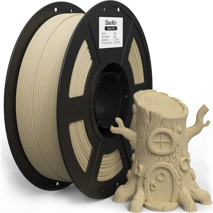 GratKit Wood PLA Filament, 3D Printer Filament 1.75mm, -0.03mm, 1KG/Roll, Fit Most FDM 3D Printers, PLA