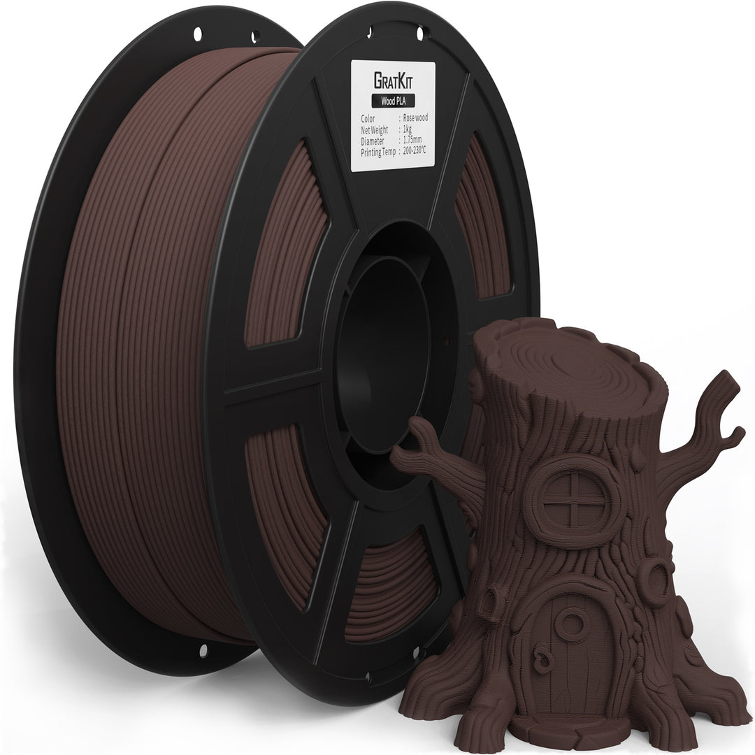 GratKit Wood PLA Filament, 3D Printer Filament 1.75mm, -0.03mm, 1KG/Roll, Fit Most FDM 3D Printers, PLA