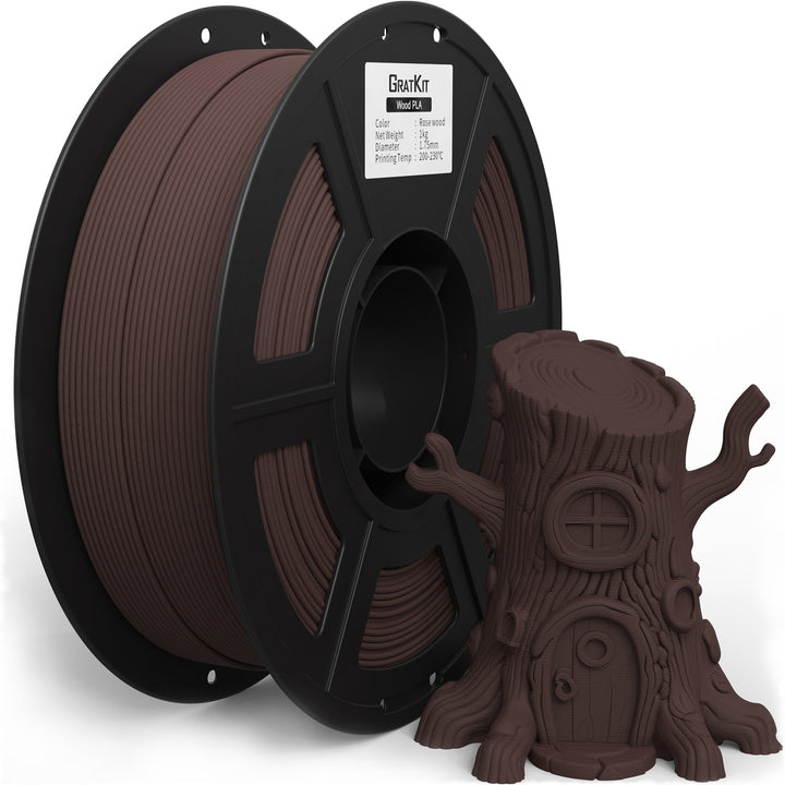GratKit Wood PLA Filament, 3D Printer Filament 1.75mm, -0.03mm, 1KG/Roll, Fit Most FDM 3D Printers, PLA