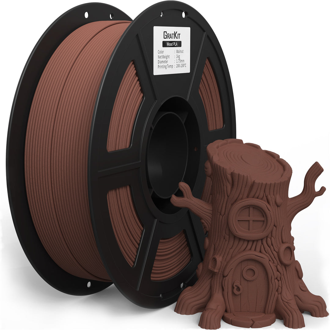 GratKit Wood PLA Filament, 3D Printer Filament 1.75mm, -0.03mm, 1KG/Roll, Fit Most FDM 3D Printers, PLA