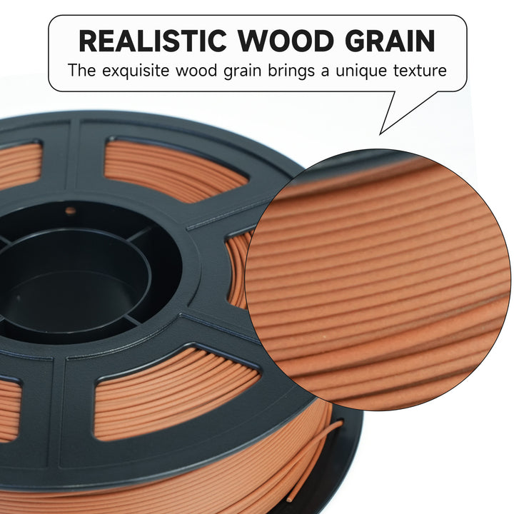 GratKit Wood PLA Filament, 3D Printer Filament 1.75mm, -0.03mm, 1KG/Roll, Fit Most FDM 3D Printers, PLA