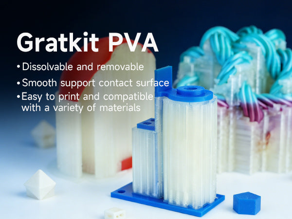 GratKit PVA filament 1.75mm 500g No clog Water Soluble Support for PLA/TPU/PVB/Nylon 3D Printer Filament