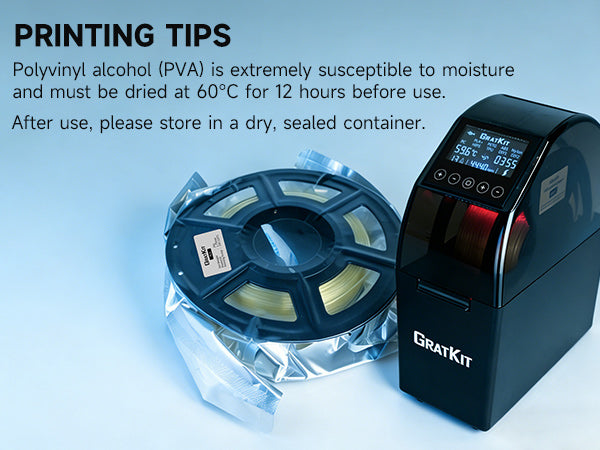 GratKit PVA filament 1.75mm 500g No clog Water Soluble Support for PLA/TPU/PVB/Nylon 3D Printer Filament