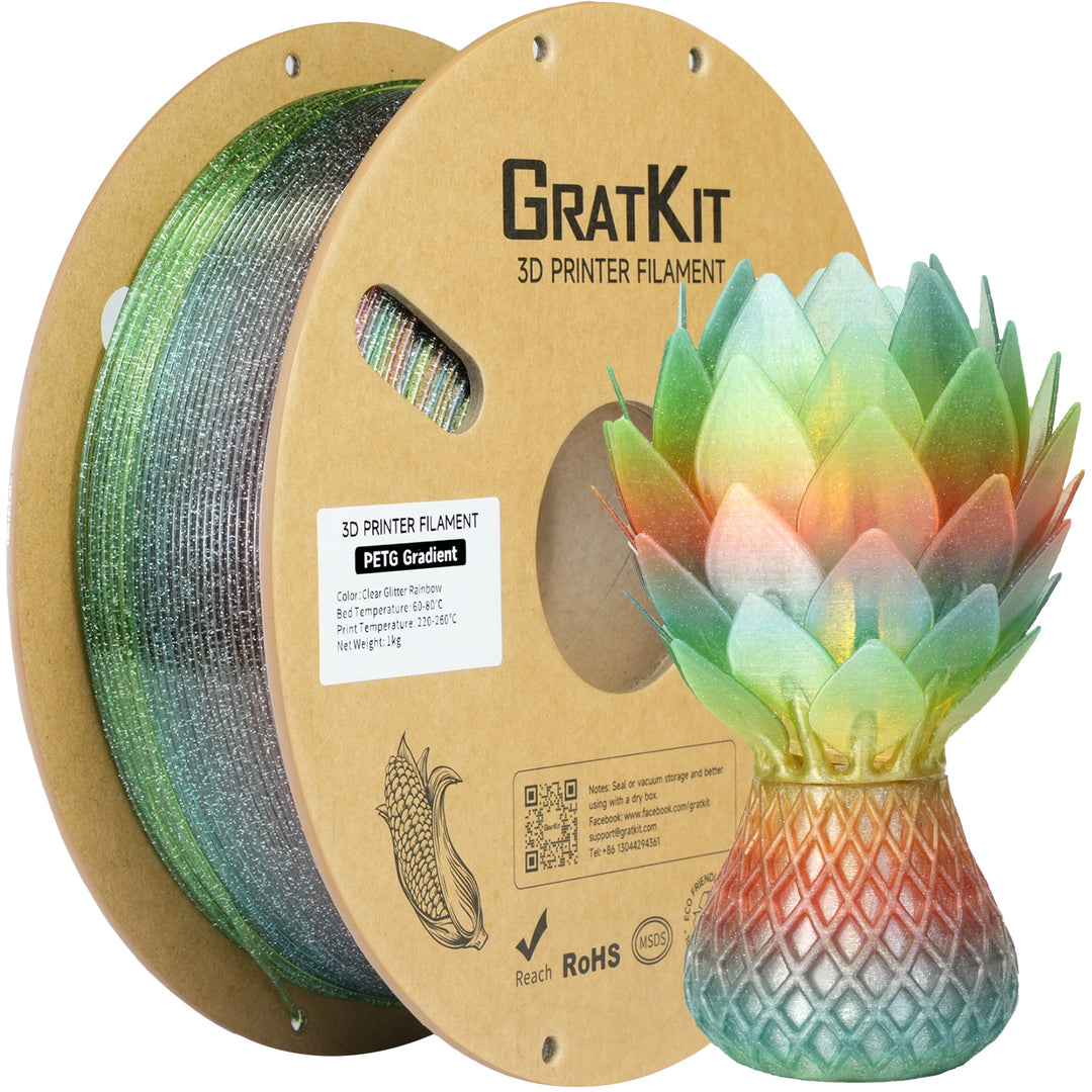 GratKit Gradient PETG 3D Printing Filament 1.75mm Resealable Storage Bag With Each Spool