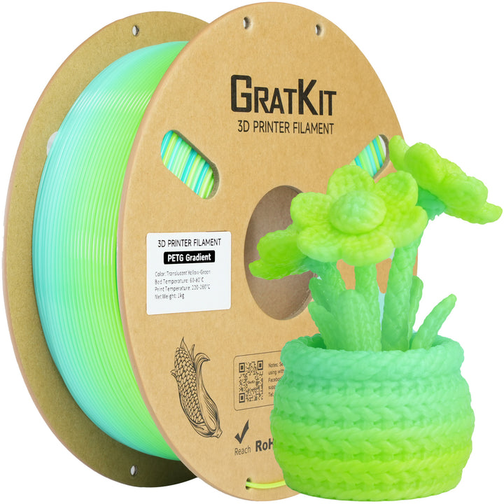 GratKit Gradient PETG 3D Printing Filament 1.75mm Resealable Storage Bag With Each Spool