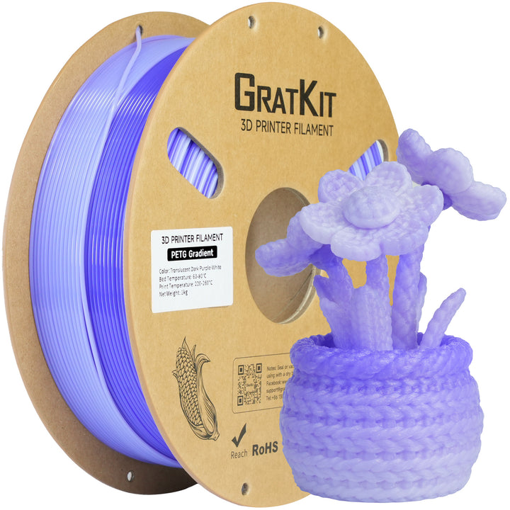 GratKit Gradient PETG 3D Printing Filament 1.75mm Resealable Storage Bag With Each Spool