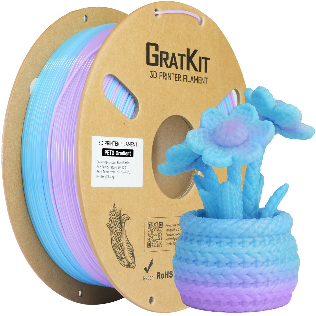 GratKit Gradient PETG 3D Printing Filament 1.75mm Resealable Storage Bag With Each Spool