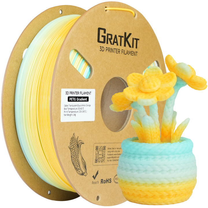 GratKit Gradient PETG 3D Printing Filament 1.75mm Resealable Storage Bag With Each Spool