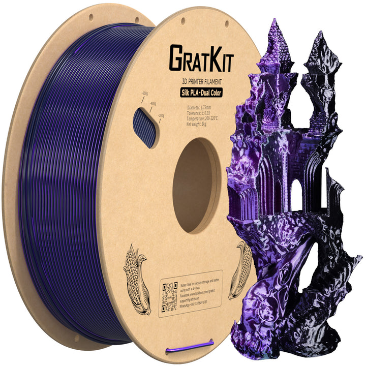 Gratkit Silk Multi Color PLA Filament 1.75mm Coextrusion PLA Filament 1KG