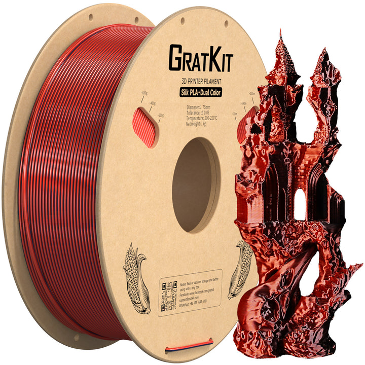 Gratkit Silk Multi Color PLA Filament 1.75mm Coextrusion PLA Filament 1KG