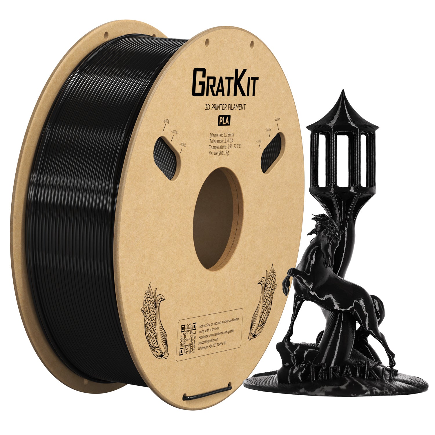 GratKit PLA 3D Printing Filament 1.75mm Basic PLA 1KG