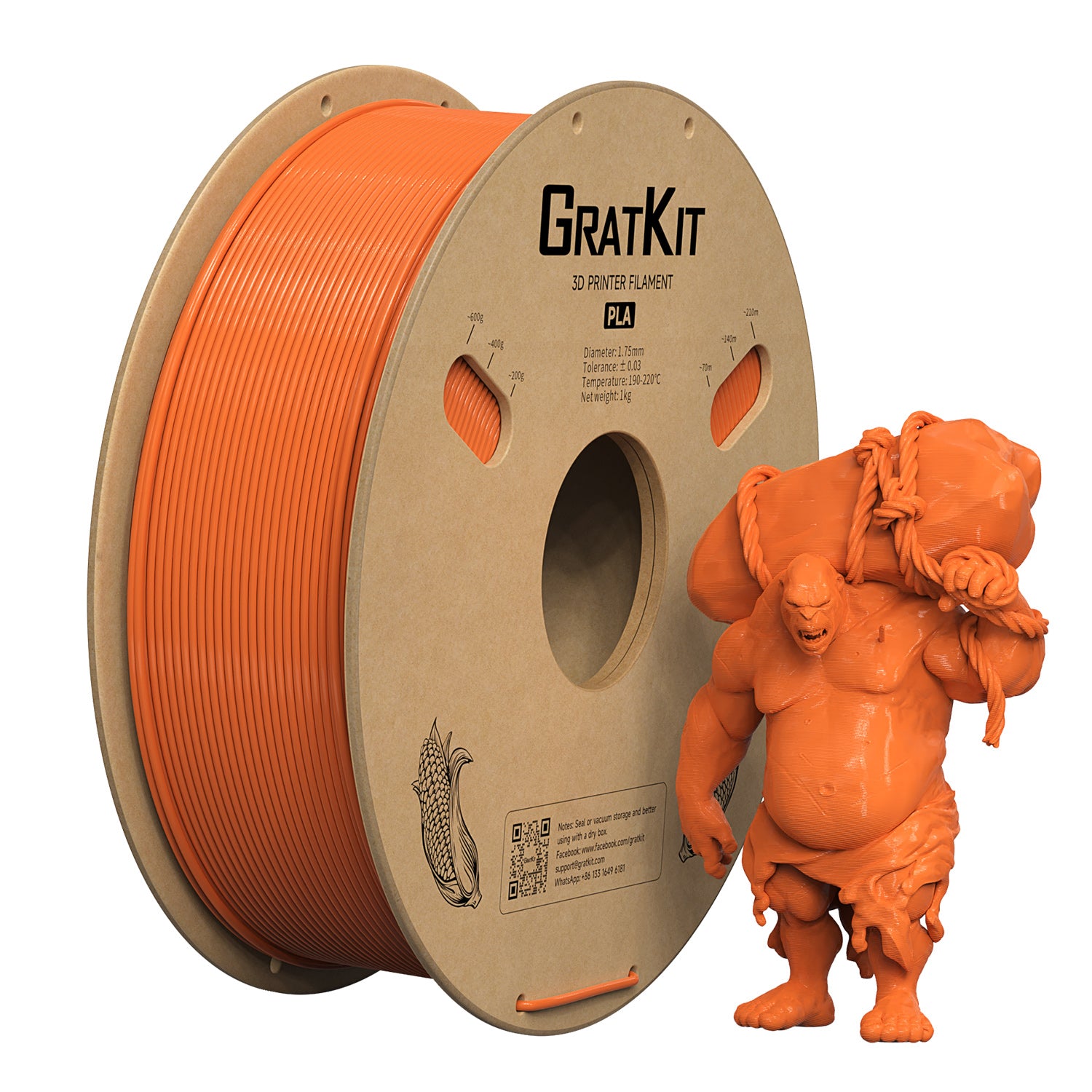 GratKit PLA 3D Printing Filament 1.75mm Basic PLA 1KG