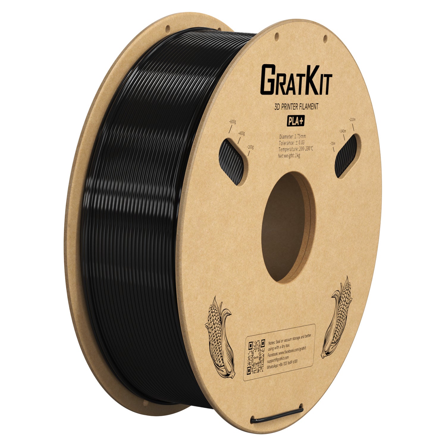 Pla Plus GratKit PLA Plus (PLA+) 3D Printing Filament 1KG in Basic Colors