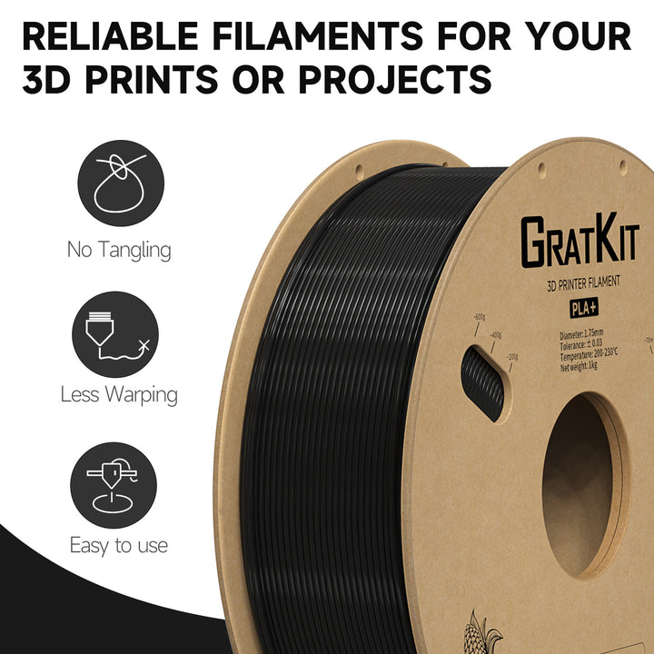 GratKit PLA Plus (PLA+) 3D Printing Filament 1KG in  Basic Colors