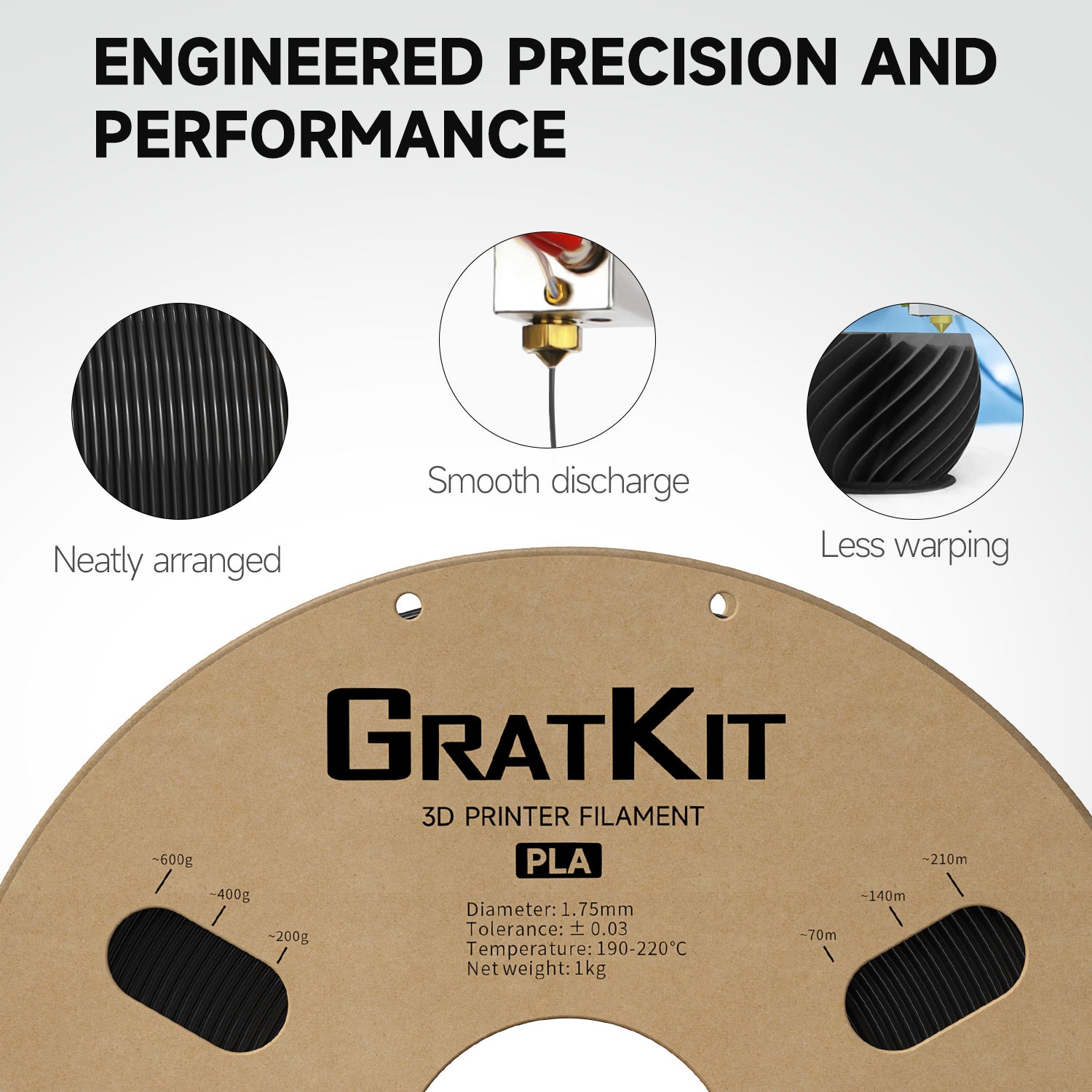 Anycubic PHIDIAN 3Dプリンター 本体, Gratkit 1kg GratKit PLA 3D Printing Filament 1.75mm Basic PLA 1KG