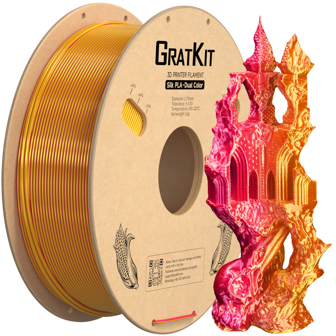 Gratkit Silk Multi Color PLA Filament 1.75mm Coextrusion PLA Filament 1KG